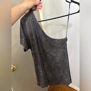 Distressed grey one shoulder top